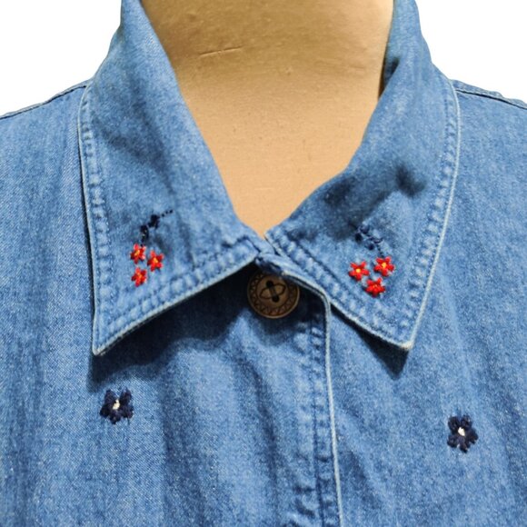 Bobbie Brooks M Vintage Patchwork Denim Jacket Embroidered Accents Americana - Picture 2 of 13